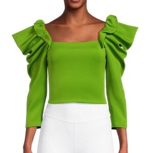 Alice & Olivia Genny Power Shoulder Crop Top Size 6
